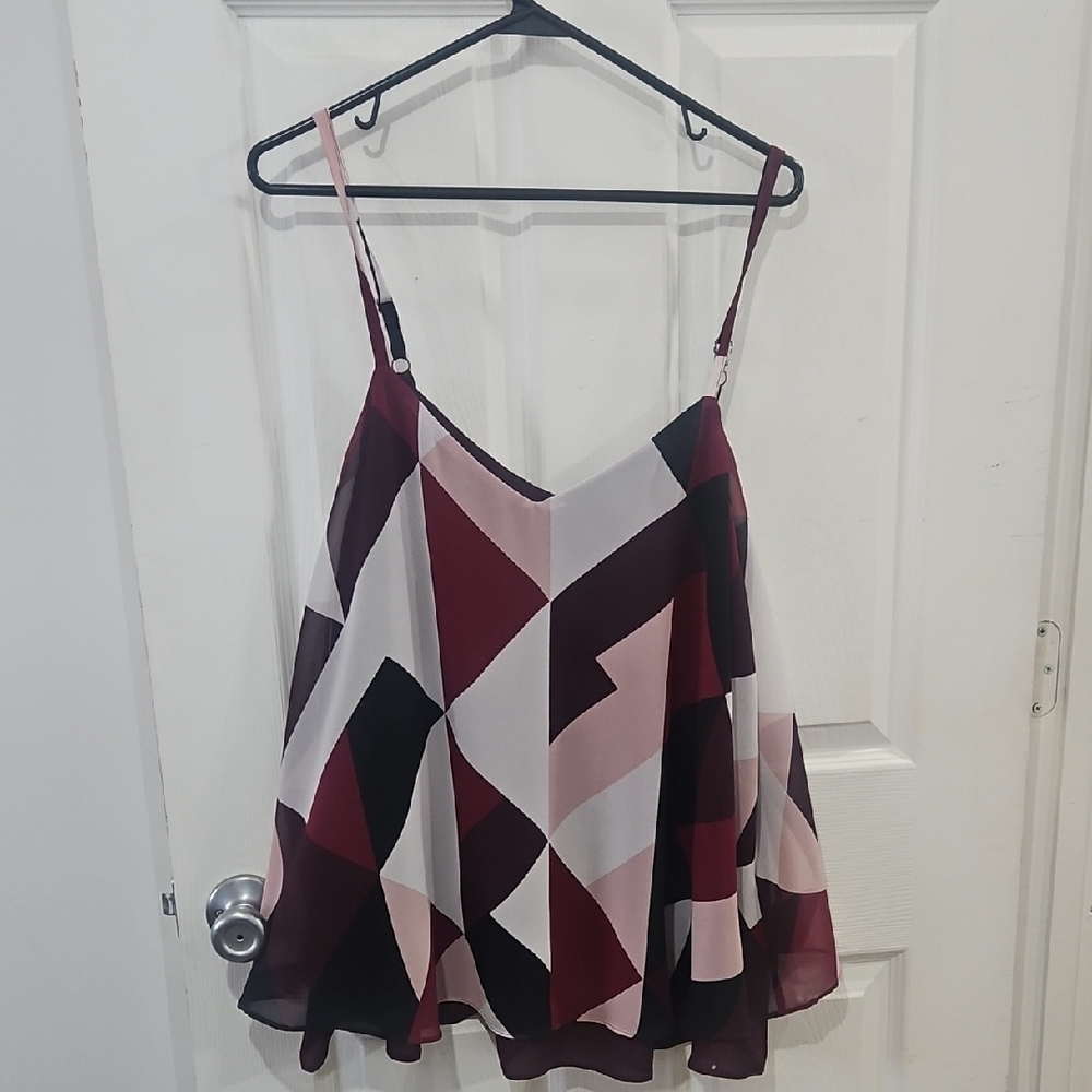 Torrid Burgundy and Black Geometric Camisole Size 0